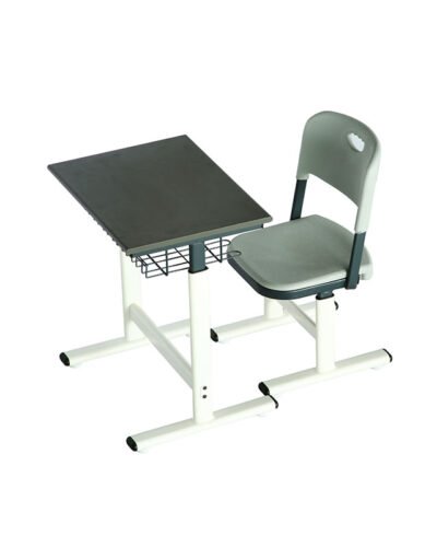 Height Adjustable Single Seater School Desk with Book-shelf