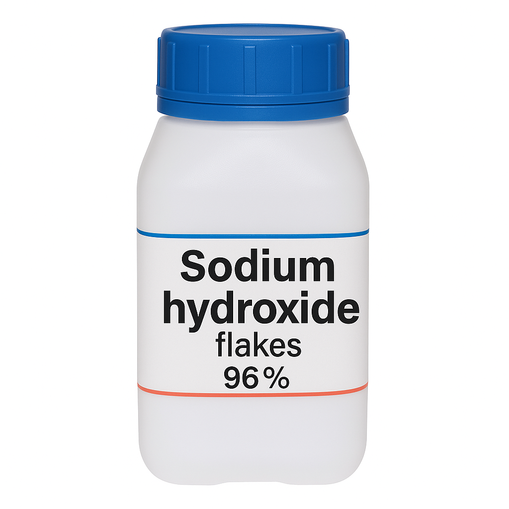 Sodium Hydroxide Flakes – 96% Purity, 500 gm