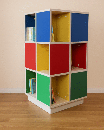 Rotating Cube Library Display Shelf