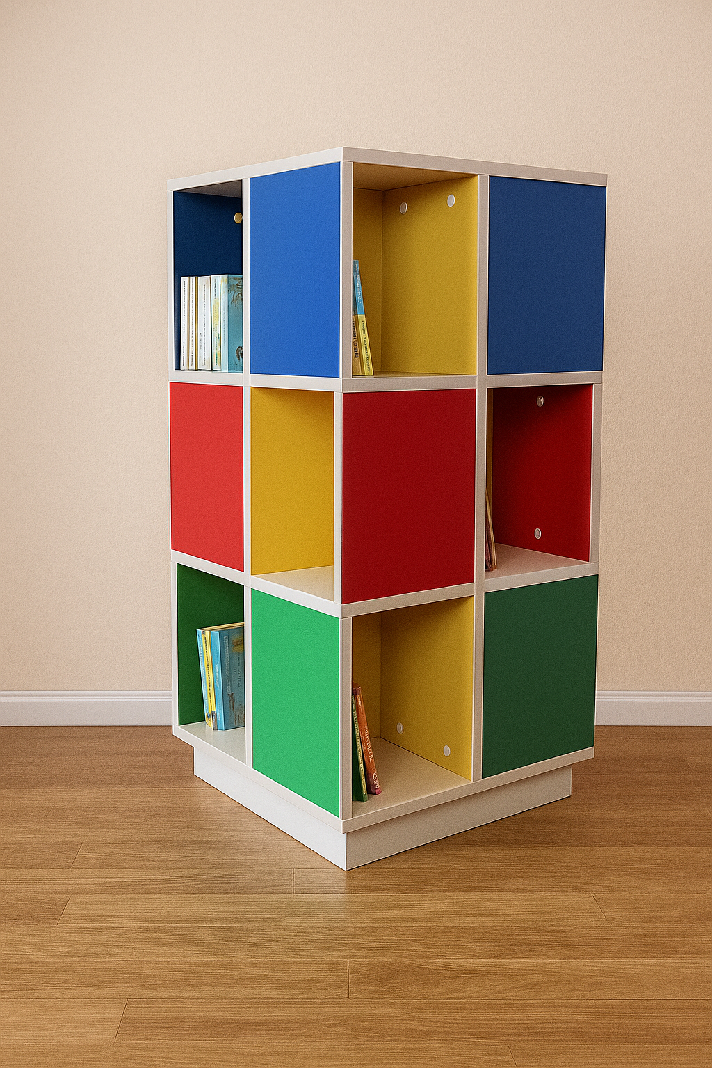 Rotating Cube Library Display Shelf