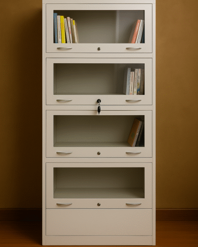 Glass Front Steel Book Cabinet