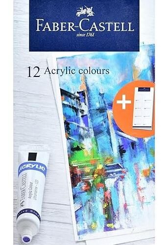 Faber-Castell Acrylic Colours Set of 12 Assorted Shades (20ml Tubes)