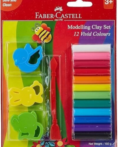 Faber-Castell Modelling Clay Set of 12 Colours 150g Blister Pack with Toy Moulds