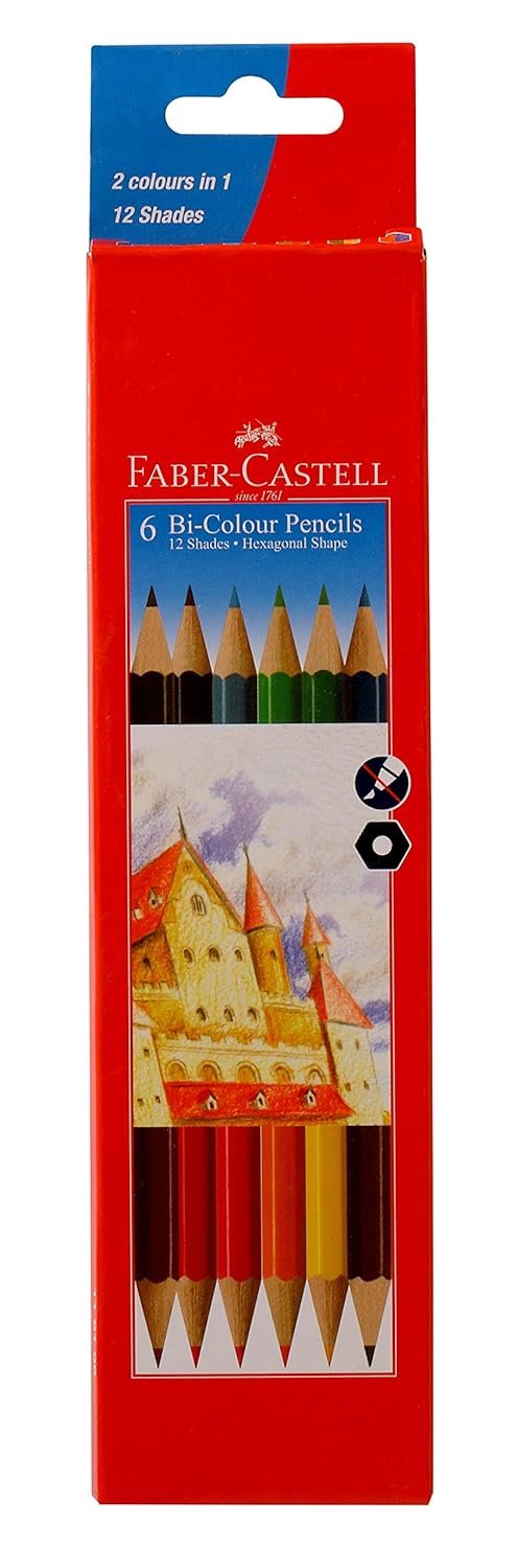 Faber-Castell Bi-Colour Pencils Pack of 6 (12 Shades)