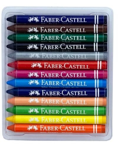 Faber-Castell Jumbo Wax Crayon Set 90 mm (Assorted Colours, Cardboard Box)