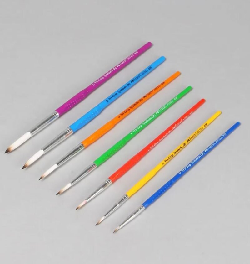 Faber-Castell Round Tri-Grip Paint Brushes Assorted Synthetic Hair
