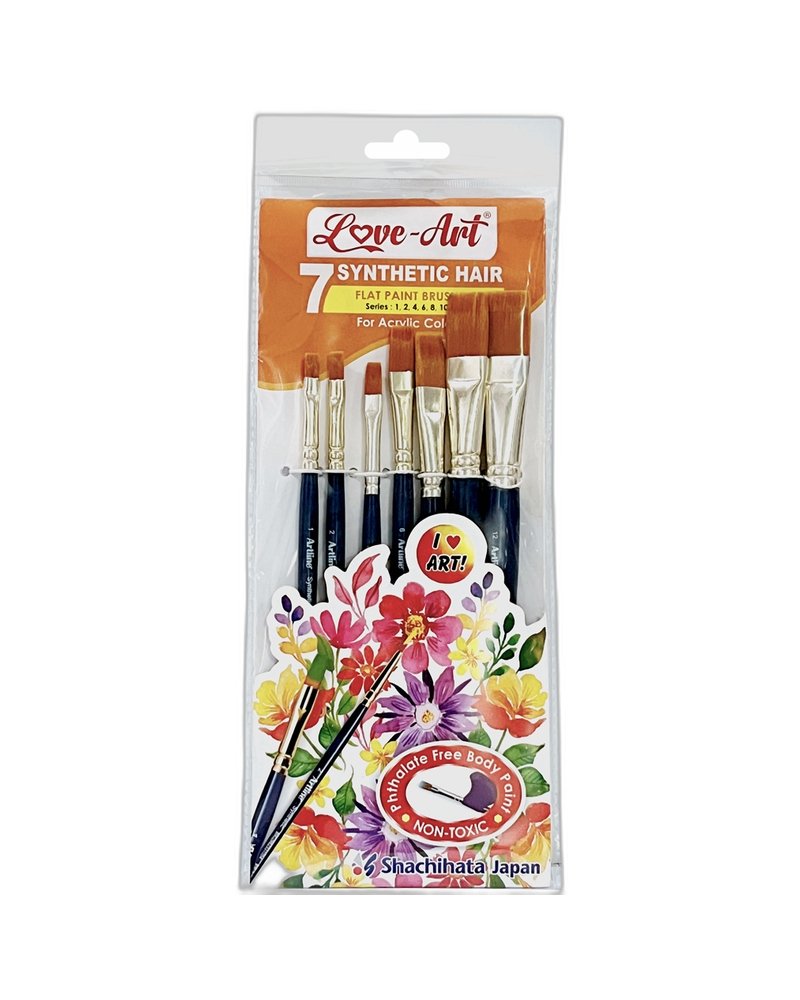 Artline Synthetic Flat Brushes  No 7 - 9 (pouch of 5)