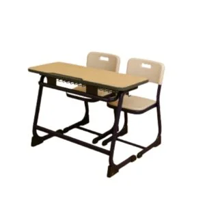 Double Desk & Chair with Wooden Top