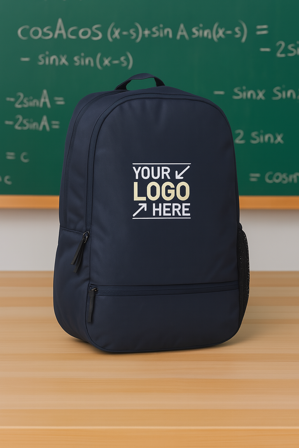 Classic Navy Logo Backpack – Blue (Your Logo Here)