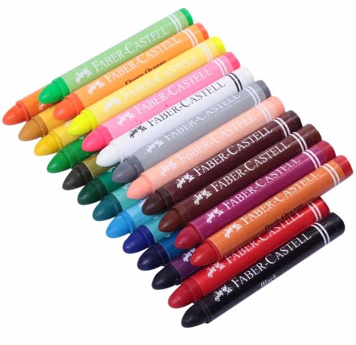 Faber-Castell Jumbo Wax Crayon Set 90 mm (Assorted Colours, Cardboard Box)