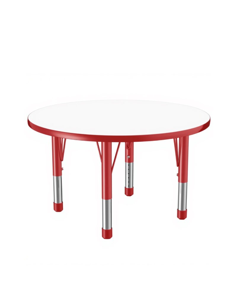 Wooden Round Table with Height Adjustable Steel Legs - Edi School Mart