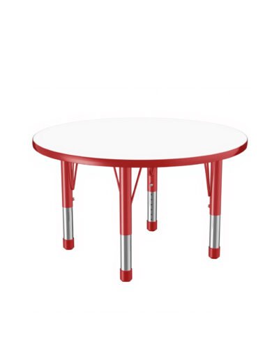 Wooden Round Table with  Height Adjustable Steel  Legs