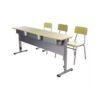 Three Seater Wooden Desk with Injection Moulded Chairs