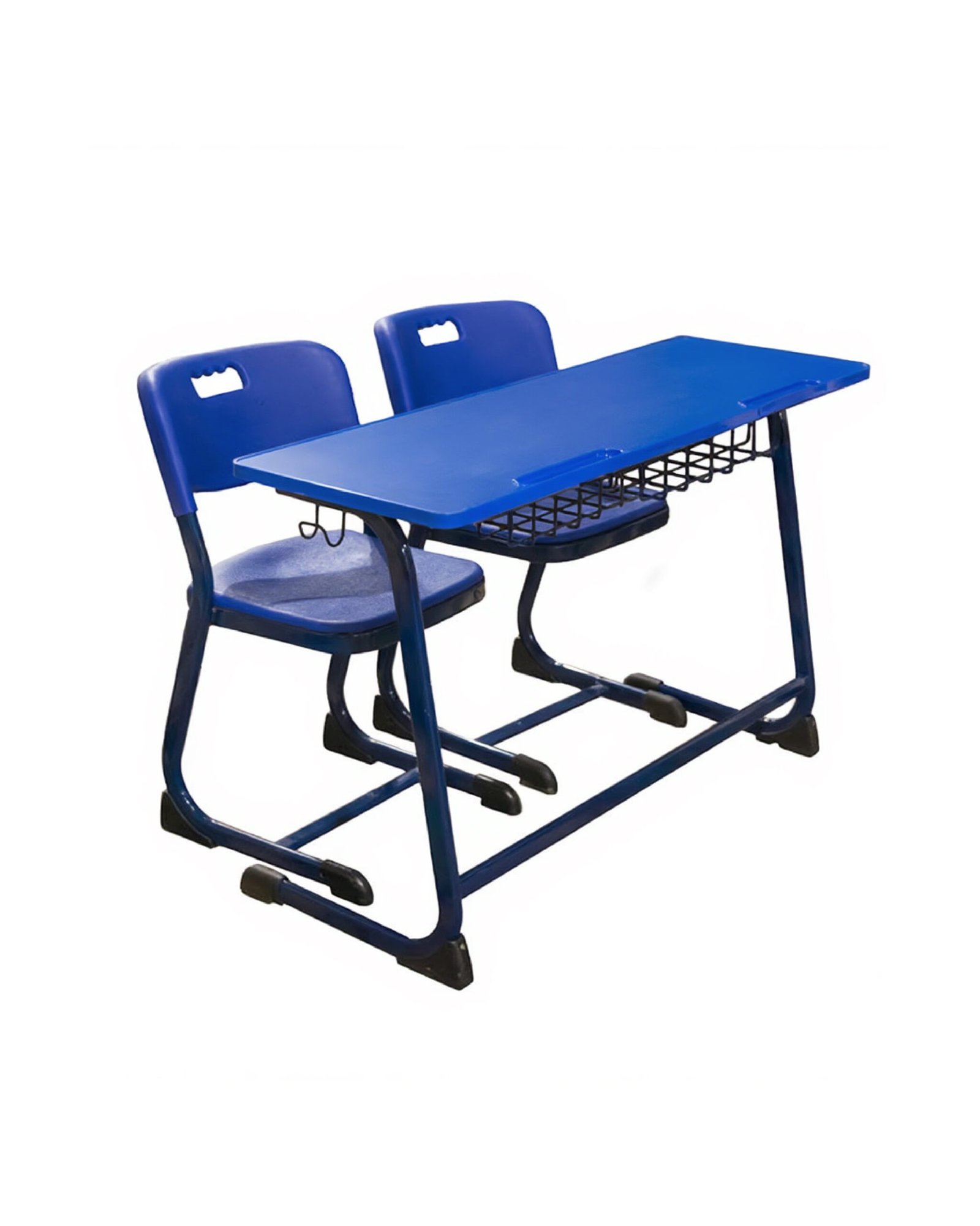 Double desk and chair with injection molded fiber