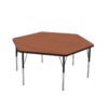 Wooden Hexagon Table with Height Adjustable Steel Legs (4' dia)
